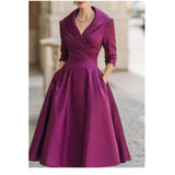 Women's Spring And Autumn Temperament Collar Waist Dress Thin Elegant Ladies