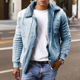 Fur One T-Shirt Station Winter Warm Jacket Coat Imitation Leather Velvet Men's