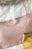 Women Sleeveless Spaghetti Strap Sexy Elastic Fashion All-match Simple Solid Korean Style Skinny Girls Streetwear