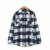 Autumn Women's Wear Urban Leisure Woolen Plaid Shirt
