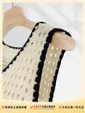 Zingj Little Sister Korean Department Rose Knit Vest Coat Female French Hollow Out Hook Flower Sleeveless Jacket Early