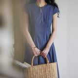 Red Design Sense Of A Small Gentle And Comfortable French Buckle Round Neck-Up Dress Temperament Thin