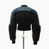 New Denim Washing Splicing Personality Cotton Coat
