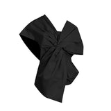 Zingj 2024 New Fashion Temperament Pure Color Asymmetric Collar Bow Decorative Splicing Design Sense Women's