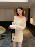 Xixi 13 Line 2025 Winter Temperament Knitted High-Neck Dress Dress Thin High-Waist Short Skirt Women