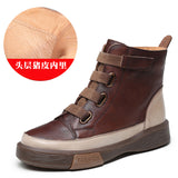 Leather Boots Children Winter New Soft Base Of High-Top Women's Shoes Magic Stick Martin Boots Women Retro