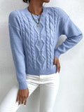 And Autumn Women's Fashion Round Collar Collar Knitted Sweater Thread Solid Color Top