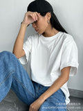 Spring And Summer New Solid Color Short-Sleeved Women Loose Large-Band Pure Cotton T-Shirt Simple