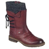 Women's Boots Autumn And Winter New Wool After The Tie With Mid-Sleeve Boots Low And Large Leather
