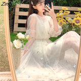 Dresses Women Korean Style Patchwork Sequins Sweet Elegant Trendy Leisure Ulzzang Girls Summer Holiday O-neck Party