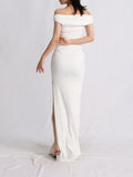 French Temperament One-Word Shoulder Dress Dress 2025 New Fashion Design Slimming Bag-Butle Dress Dress