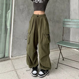 Zingj Pants Women 2024 Summer New Parachute Pants High Waist Wide Leg Casual Band Sports Pants