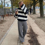 Base Simple Stripe Bump Color Straight Casual Tying Home Pants 2025
