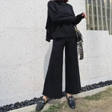 Knitted Broad Leg Trousers Set Two Sets Of Women's Autumn And Winter 2025 New Cashmere Sweater Broad Leg Pants Trousers Qi