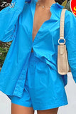with Shirt Set Casual Green Long Sleeve Top Two-piece Suit Female Oversize Loose Summer Two Piece Set Women