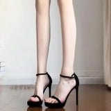 Women 2025 Spring And Summer New Word With Waterproof Table Thick Bottom Thin And Black Sexy Temperament High