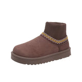 Knitting Warm Snow Boots Women 2025 New Autumn Boots Plus Velvet Thick Haired Shoes Cotton