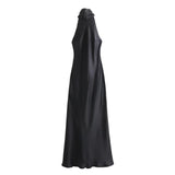 New Women's Fashion Hanging Neck Collar Silk Tatami Long