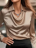 And Autumn Temperament Solid Color Vertebery Collar Women's