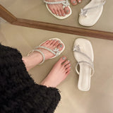 And Summer 2025 New Toe Women's Coarse And Cool Slippers Water Drill Bows And Skirts Can Wear Beach