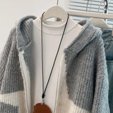 Design Sense Of The Star Short-Sleeved Hooded Knitted Sweater Women's Autumn And Winter Slim