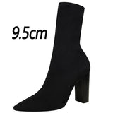 Shoes Women Boots Fashion Ankle Boots Pointed Toe Stretch Boots Autumn Stiletto Socks Boots High Heels Ladies Shoes