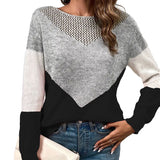And Winter Crash Round Collar Collar Sweater Hollow Casual Women's Top Long-Sleeved