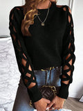 And Winter Sweater Women's Hollow Cloth Splicing Long-Sleeved Knitted Shirt Collar