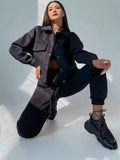 Solid Women's Dress Loose Waist Trousers Casual Long Sleeve Two Sets Single Buckle Coat Jacket