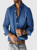 New Men's Shirt City Casual Collar Button Solid Color Men's