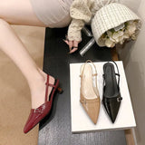 Temperament Sharp Leather-Skinned Sandals 2025 New Fairy Style Retro Fine Behind The Empty Sandals