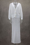 White Hollow Open Shirt Dress Women's Dress 2025 New Dress