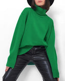 Selling Solid Women's Knitting Knitting Jacket High-Collar Sweater Loose