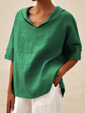Summer New Women's Solid Cotton Loose Top T-Shirt Short