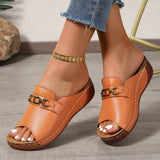 Summer New Large-Size Lady Thick-Soled Sandals Help Metal Buckle Decorative Sole Polyurethane