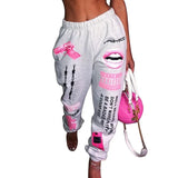 Printed Fashionable Elastic Waist Sports Harem