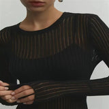 Zingj / Summer 2023 New Hot Selling Long-Sleeved Round Collar Thin Breathable Knit-Outfit