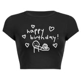 Zingj Simple Print T Women's Fashion Print Crop