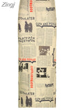 Vintage Newspaper Letter Print High Waist Long Skirt Women Distressed Harajuku Slim Pencil Skirts Aesthetic Y2K