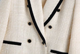 Women's White Bumpy Trim Blazer Suit Suit Suit Suit Suit Suit