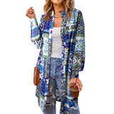 Beach Coat Bohemian Shirt Clips Loose Casual Printed Long Cardigan Women's
