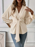 Elegant V-Neck Long-Sleeved Shirt Autumn