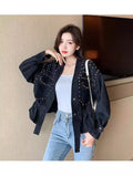Spring Autumn Explosion Of Denim Nails Hanb, The Collection Of V-Neck Loose Denim Jacket Bf Fashion Women's