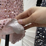 Lewd Skirt High Waist Thin Anti-Light Bag A Word Flashy Bundi Skirt