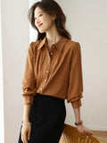 2025 New Solid Color Shirt Slim Fashion Shirt Elegant Temperament Commuting OL Chiffon