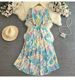 New Seaside Holiday Dress Women Spring And Autumn 2025 New Sexy V Receive Lanky