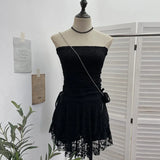 Shooting Retro Lace Spell To Receive Waist-Meared Tective Dress Sexy Collared Cake Dress Small Man Short Dress