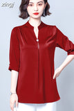 Women's Blouse Fashion Solid Tops for Women Half Length Sleeve Top V-neck Loose 2023 Female Clothing OL Basic Sexy
