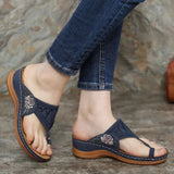 Sandals Women's New 2025 Summer 35-43 Electric Embroidery Clip Toe