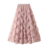 Xian Heavy Industry Lace Net Velopne Pony Half-Body Skirt Thin Umbrella Skirt Elegant Cake Dress Mid-Long Skirt